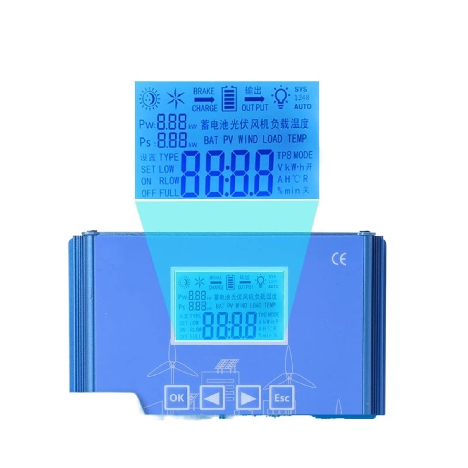 Controller Ibrido Eolico-Solare Regolatore Complementare Eolico E Solare MPPT 12V24V48V Boost Controller di Monitoraggio Lampione Ricarica