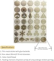 Vista 2 de 35 piezas/lote Adhesivo de Metal con Diseño de Flor de la Vida Geometría Pirámide de Orgón (Oro)