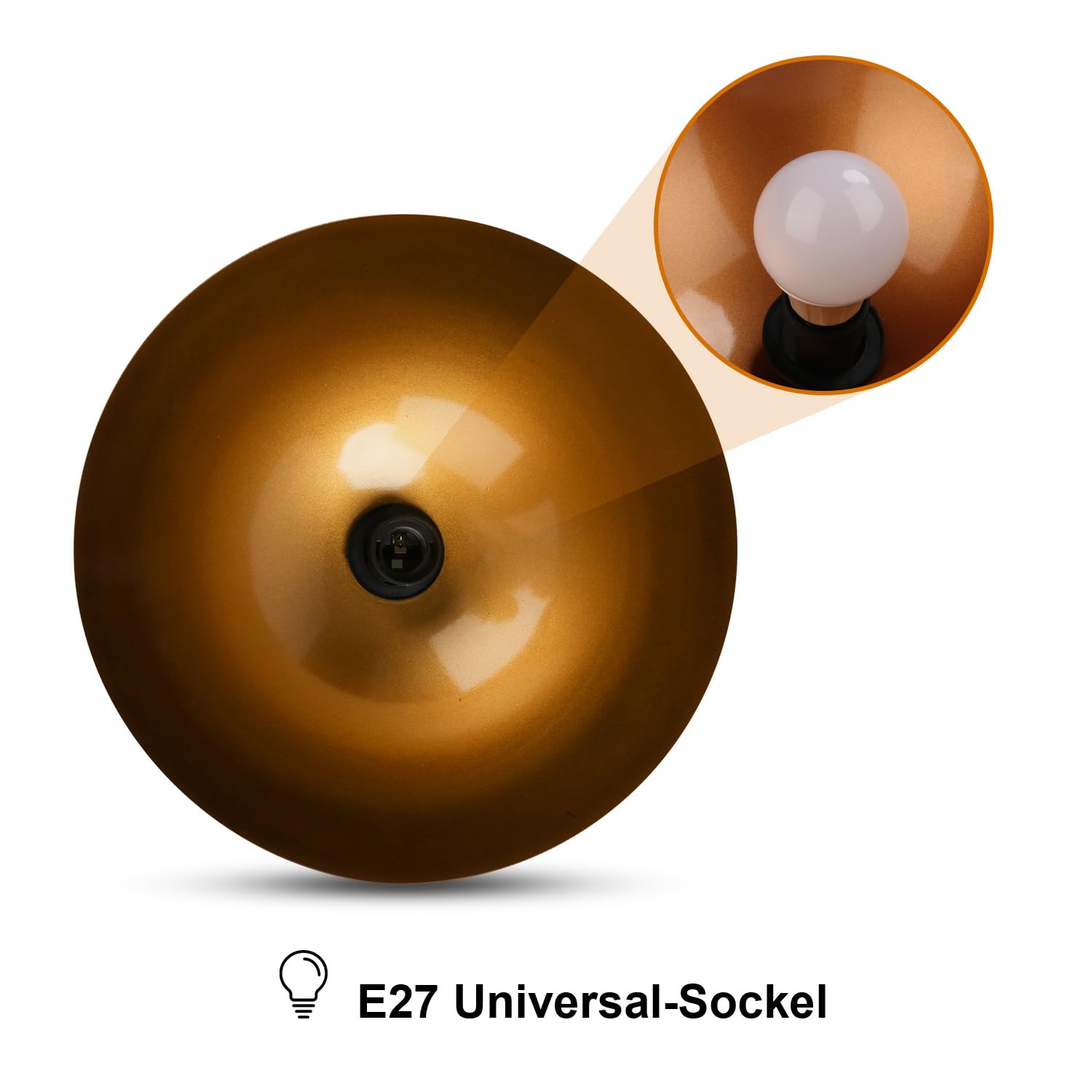 Pendelleuchte 2er Set Schwarz Gold, 30 x 15 cm, E27 Metall