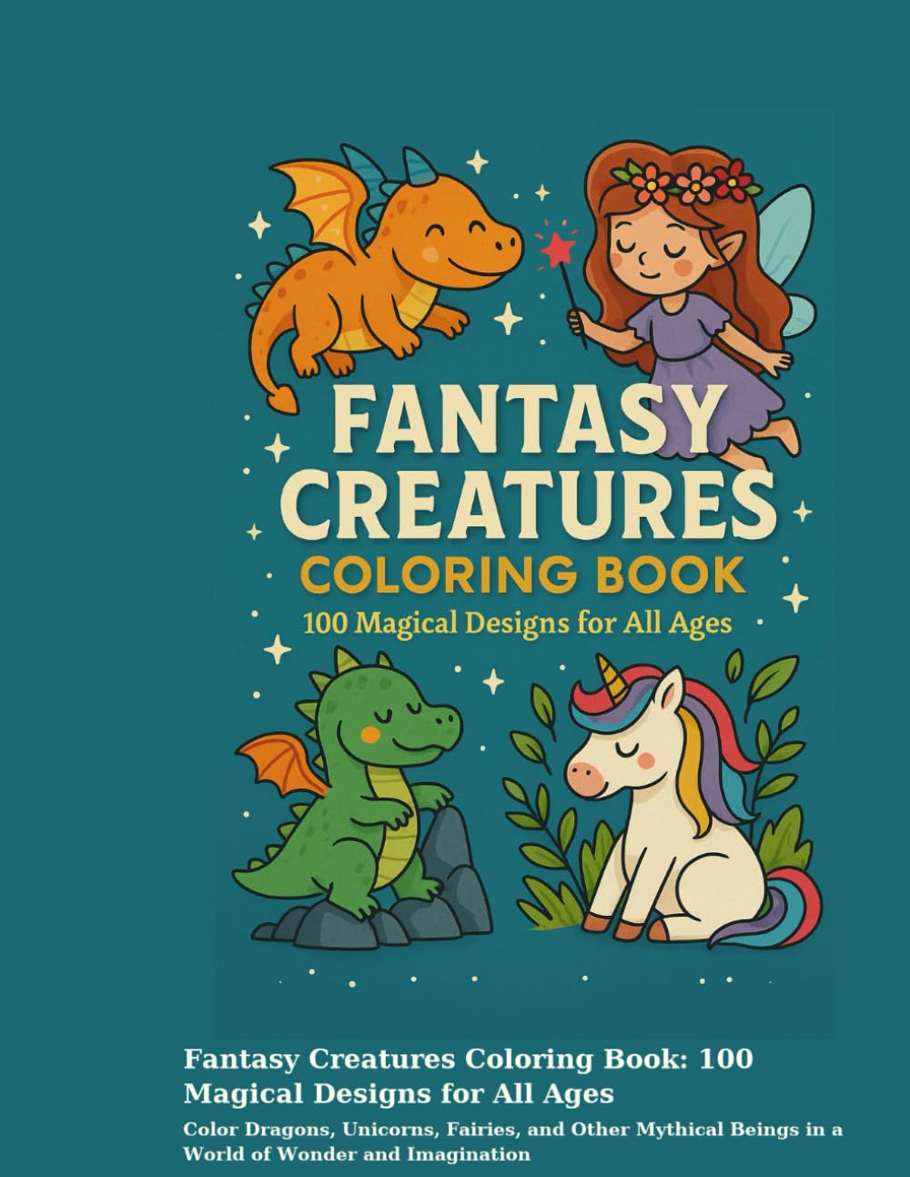 Fantasy Creatures Coloring Book: 100 Magical Designs for All Ages: Color Dragons, Unicorns, Fairies, and Other Mythical Beings in a World of Wonder and Imagination