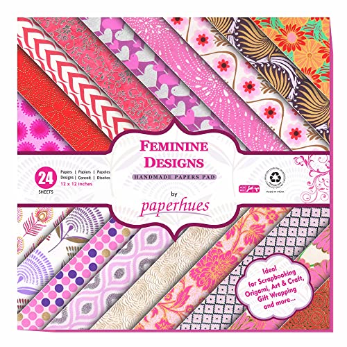 Paperhues Feminine Designs Collection Scrapbook Paper 12X12" Pad, 24 Sheets #TOP9