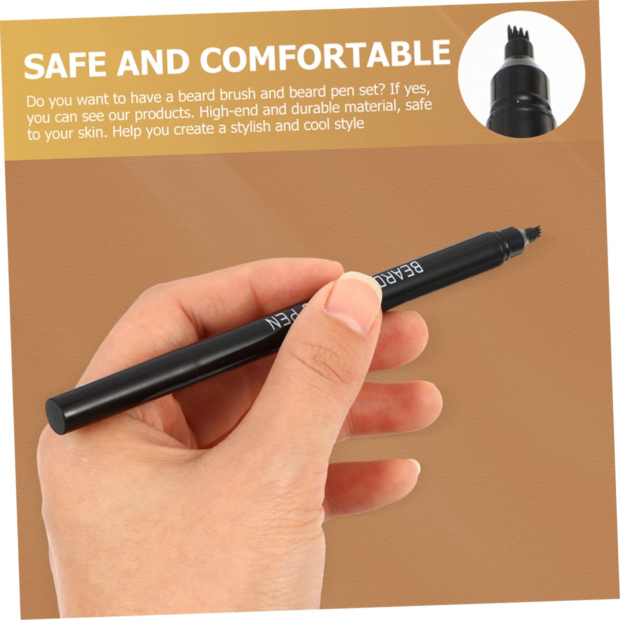 OSOLADY Natural Beard Pencil Filler Easy Mustache Brush Pen Set for Men's Beard Styling