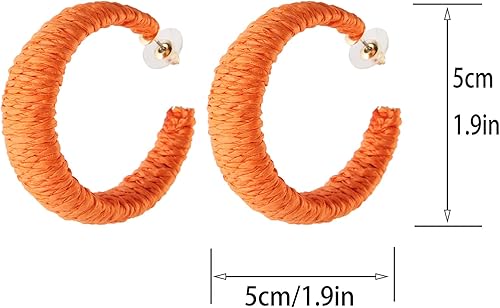 Miniatura 2 de Scddboy Aretes de rafia para mujer, aretes bohemios de playa, hechos a mano, trenzados, geométricos, aretes colgantes