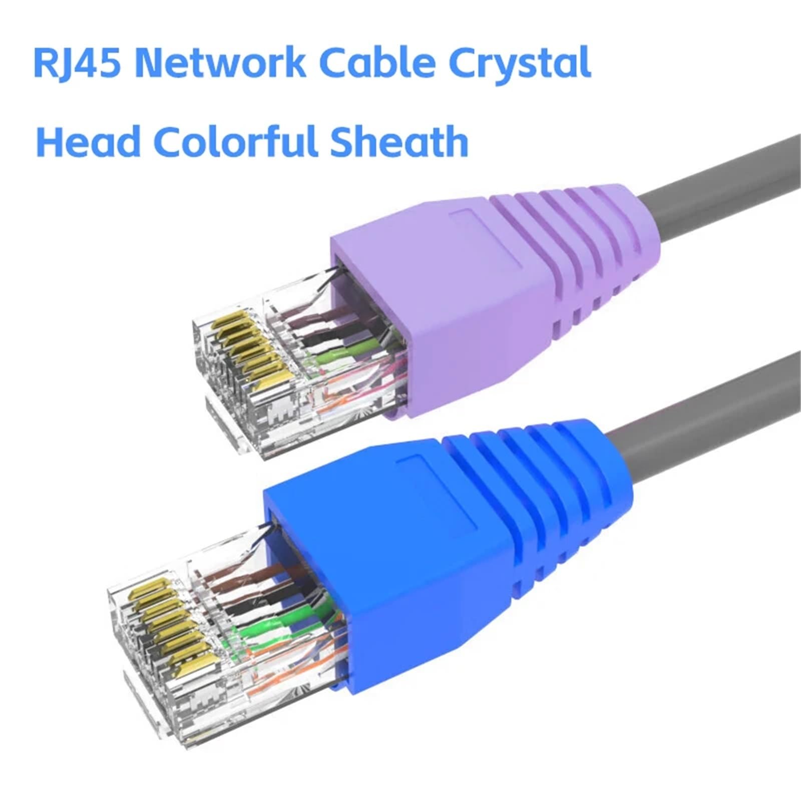 Osłony wtyczek kablowych RJ 45, 300 szt., osłona wtyczki złącza sieciowego Ethernet CAT5E CAT6 RJ45, odciążająca, kryształowa głowica ochronna