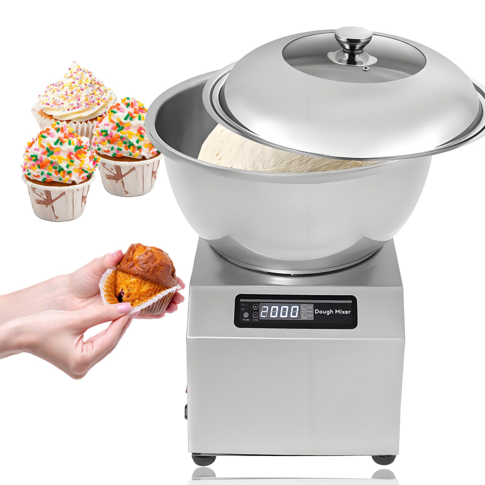 Impastatrice elettrica 8 kg - Impastatrice domestica compatta, impostazione fermentazione integrata, ciotola removibile in acciaio inossidabile 304 per appassionati di cucina e casalinghi 5kg(11lbs)