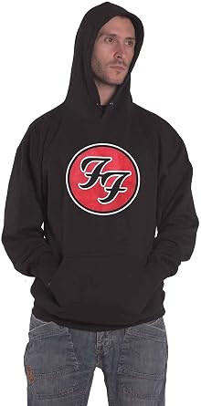 Foo Fighters Hoodie Ff Band Logo Official Mens Black Pullover Size M