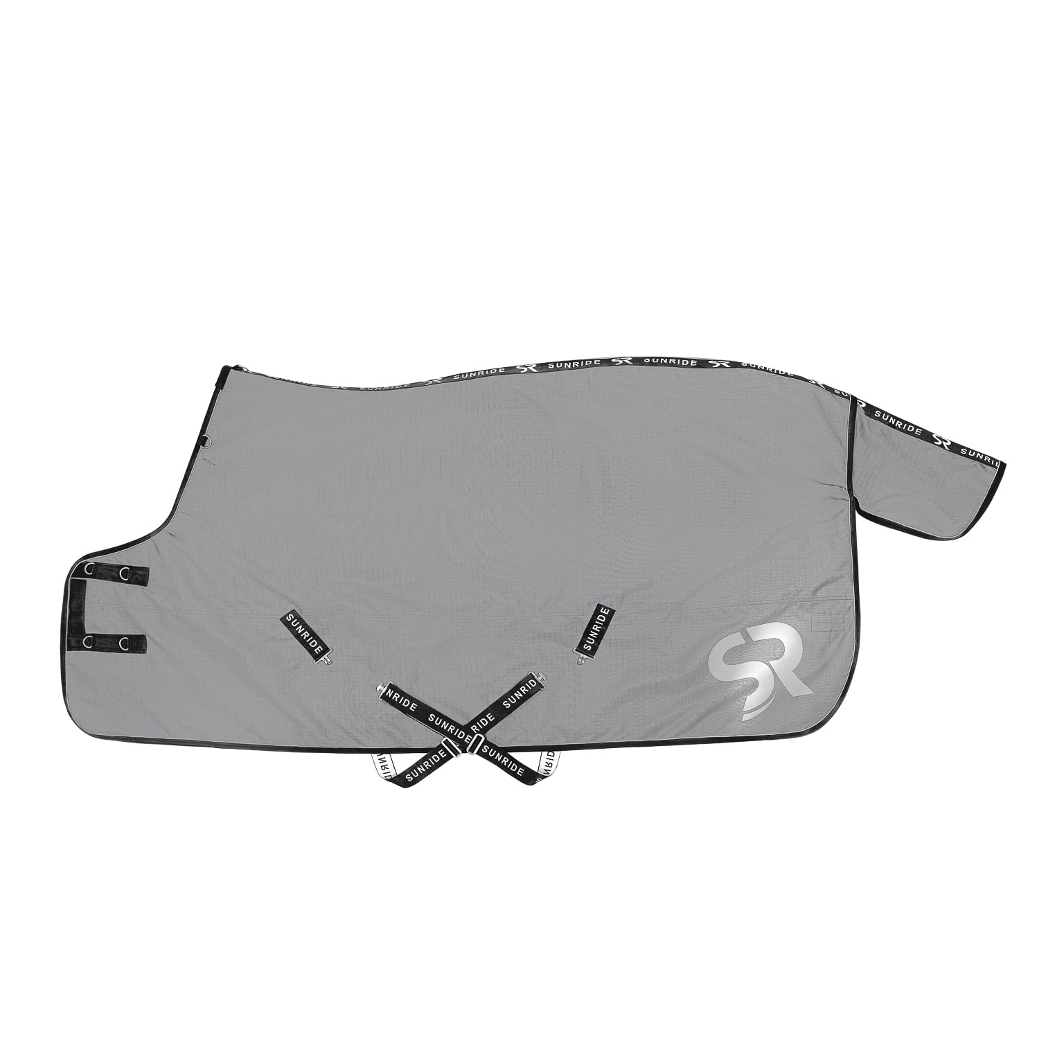 SUNRIDE Manta Invierno Caballo 450g (Alaska) – 1200D Impermeable – 3000 mm – Transpirable – Compatible con Liner – Cuello Desmontable – Reflectante (165 cm, Gris)