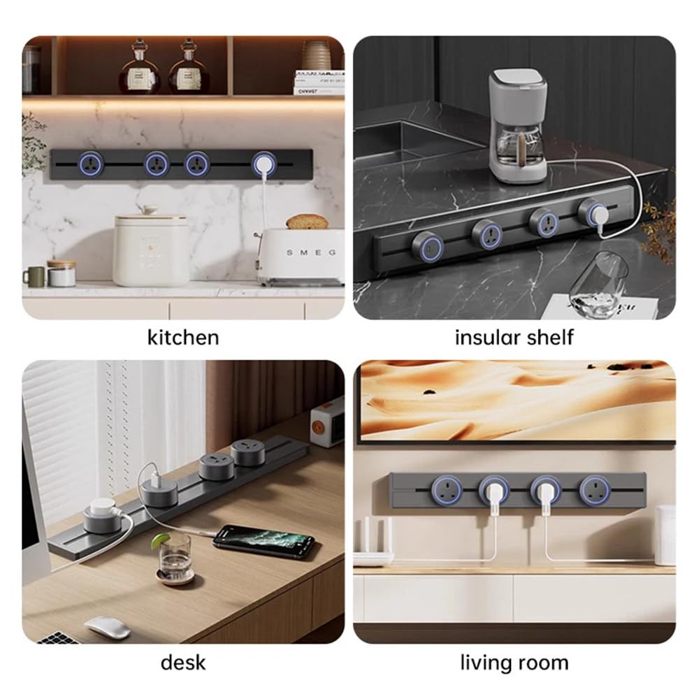 Gniazdo Szynowe 8000 W Z Adapterem 2200 W, Szyna Instalacyjna ścienna O Mocy 50/60/80/100 Cm, Obrotowy Wtyk Do ładowania, Do Domu, Restauracji, Biura Black-80cm
