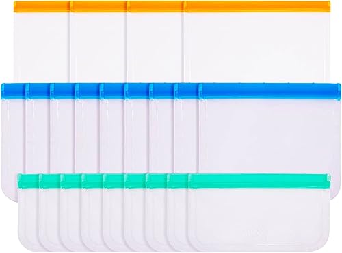 Miniatura 2 de Paquete de 22 bolsas de almacenamiento reutilizables, sin BPA (bolsas Ziplock de 4 galones + 9 bolsas reutilizables para aperitivos + 9 bolsas para