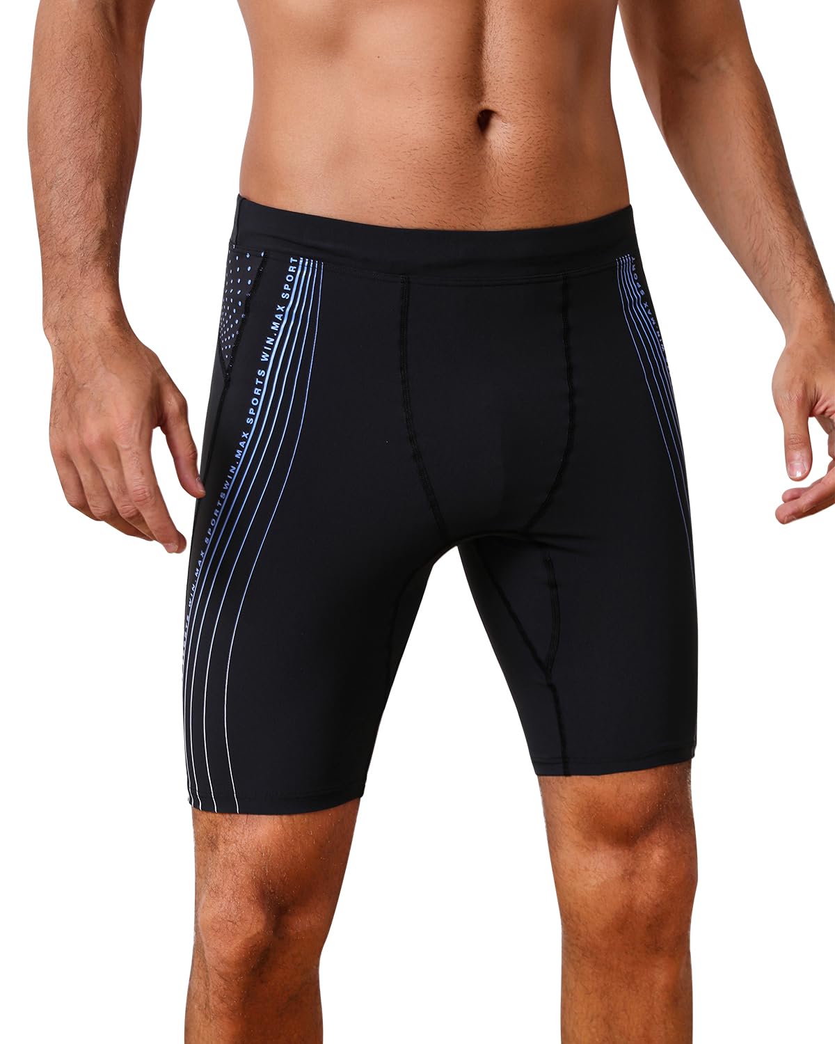 WIN.MAX pour Homme Athletic Solid Swim Jammers, Endurance Long Racing Training Maillot de Bain