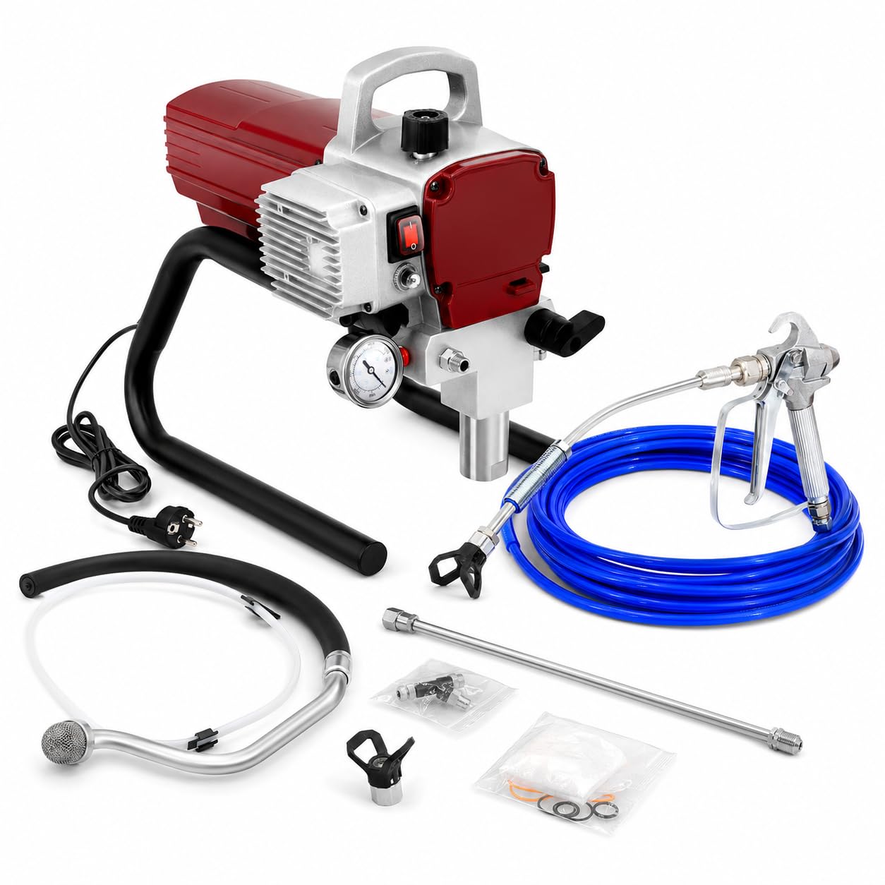 Dispositivo di verniciatura a spruzzo professionale 1,8 KW, Airless Paint 250 mm con tubo di 13 m, sistema di verniciatura a spruzzo airless ad alta pressione 1,8 l/min