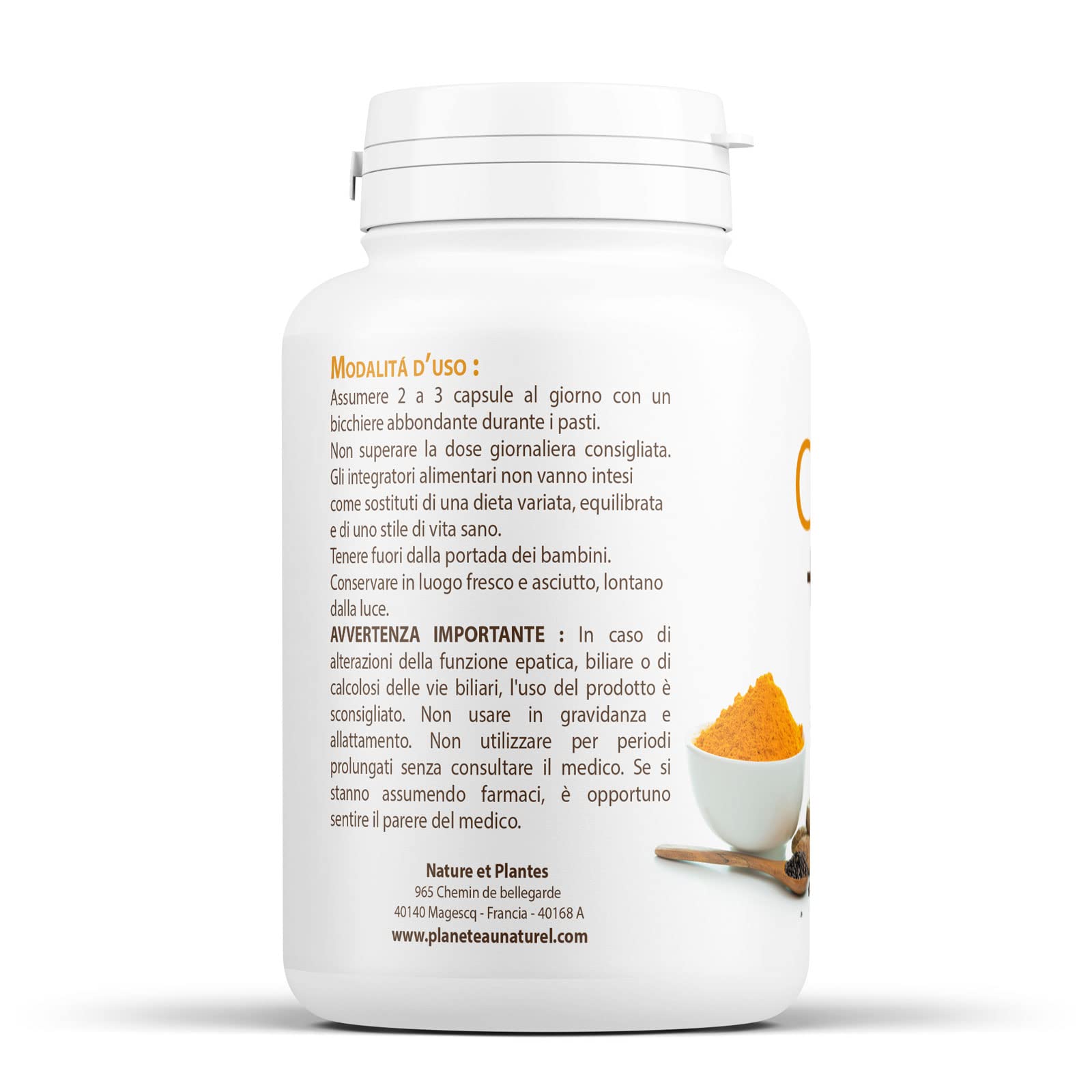 Curcuma Bio + Pepe Nero Bio - 300 mg - 200 capsule Vegetali