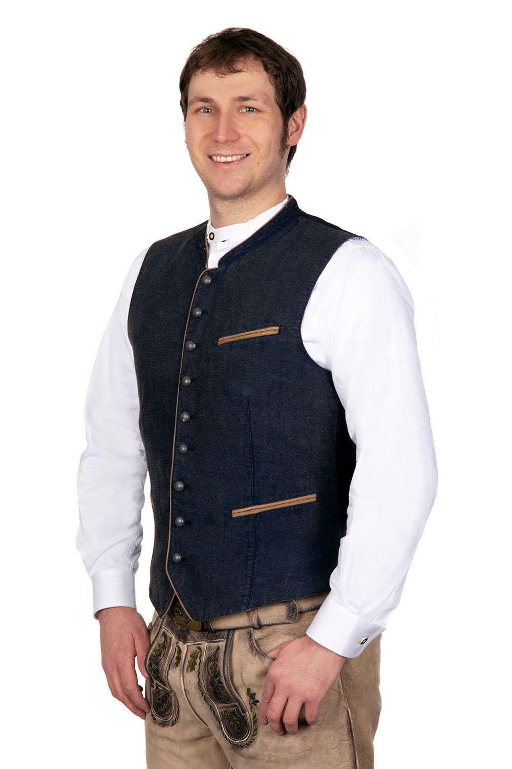 Elegante gilet in lino blu scuro, verde oliva o rosso, taglia 46-64