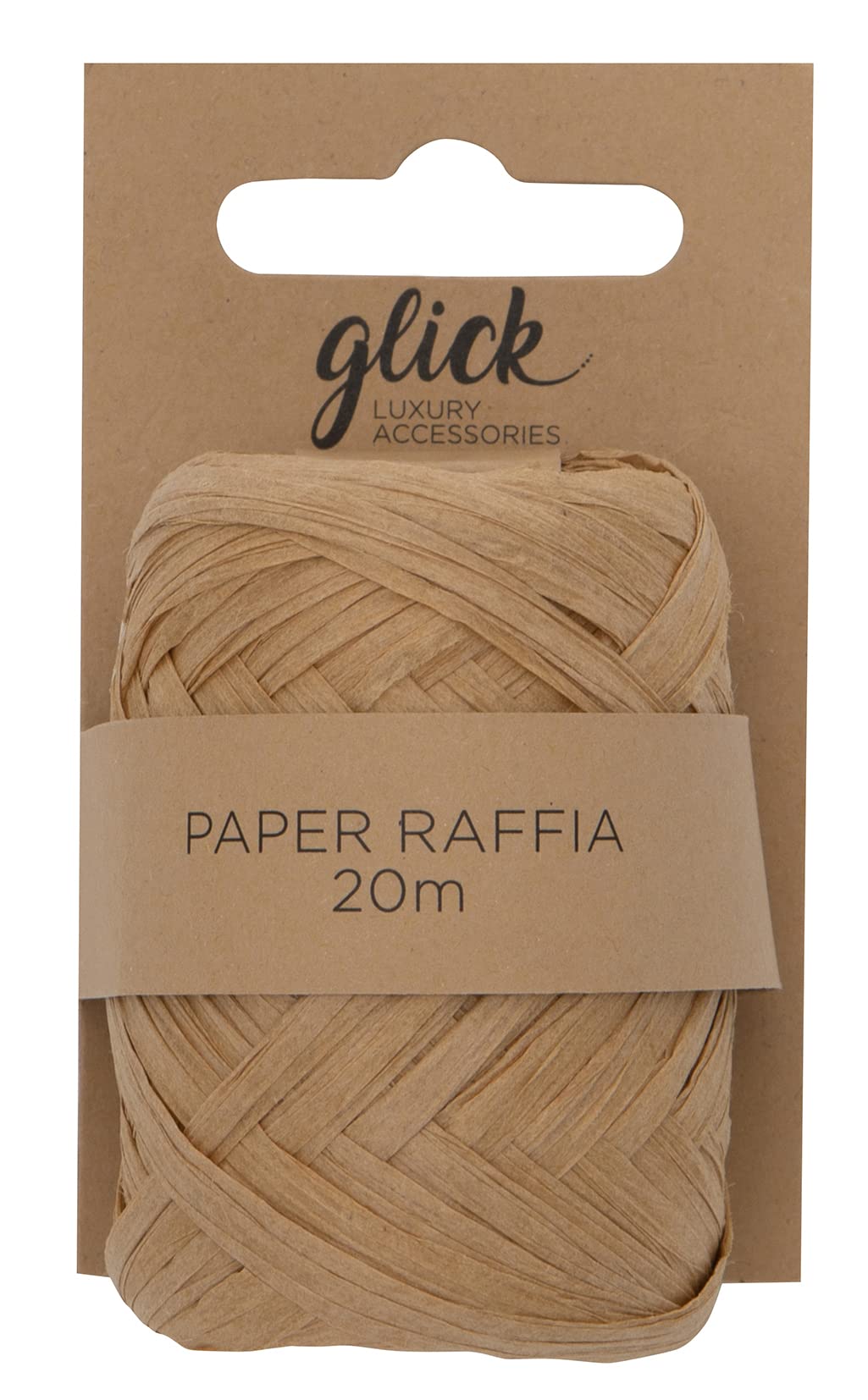 Glick Luxury Kraft Brown Paper Raffia Ribbon, 20 Metres in length, for Gift Wrapping and Other Arts and Crafts