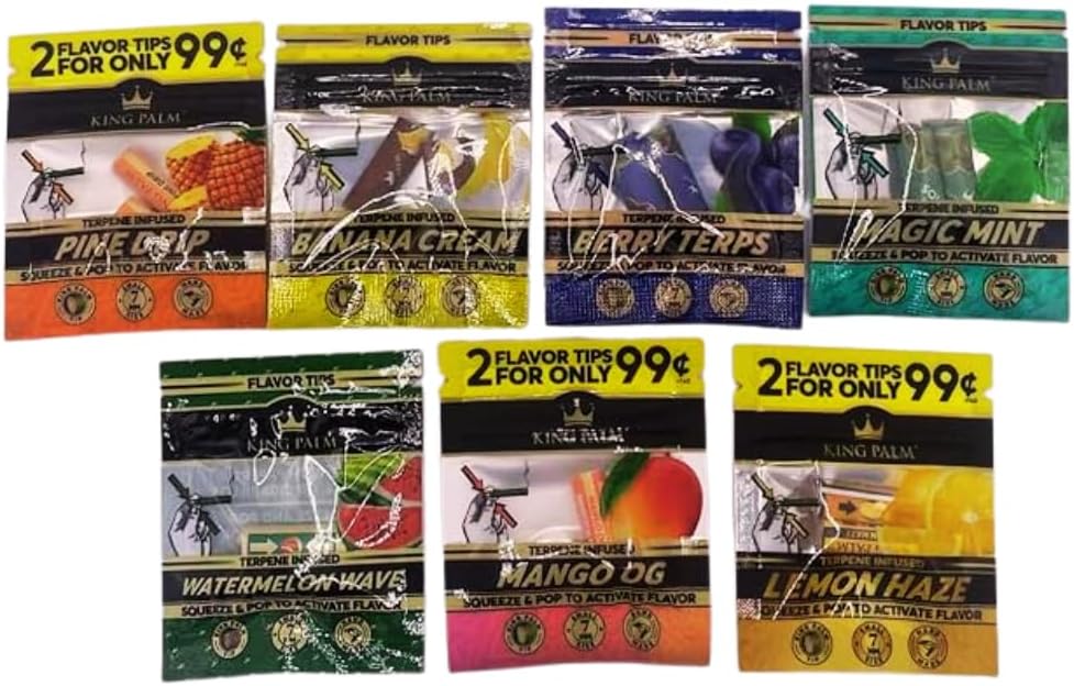 King Palm Flavoured Filter Tips 14 x Fruity Squeeze & Pop Tips 7