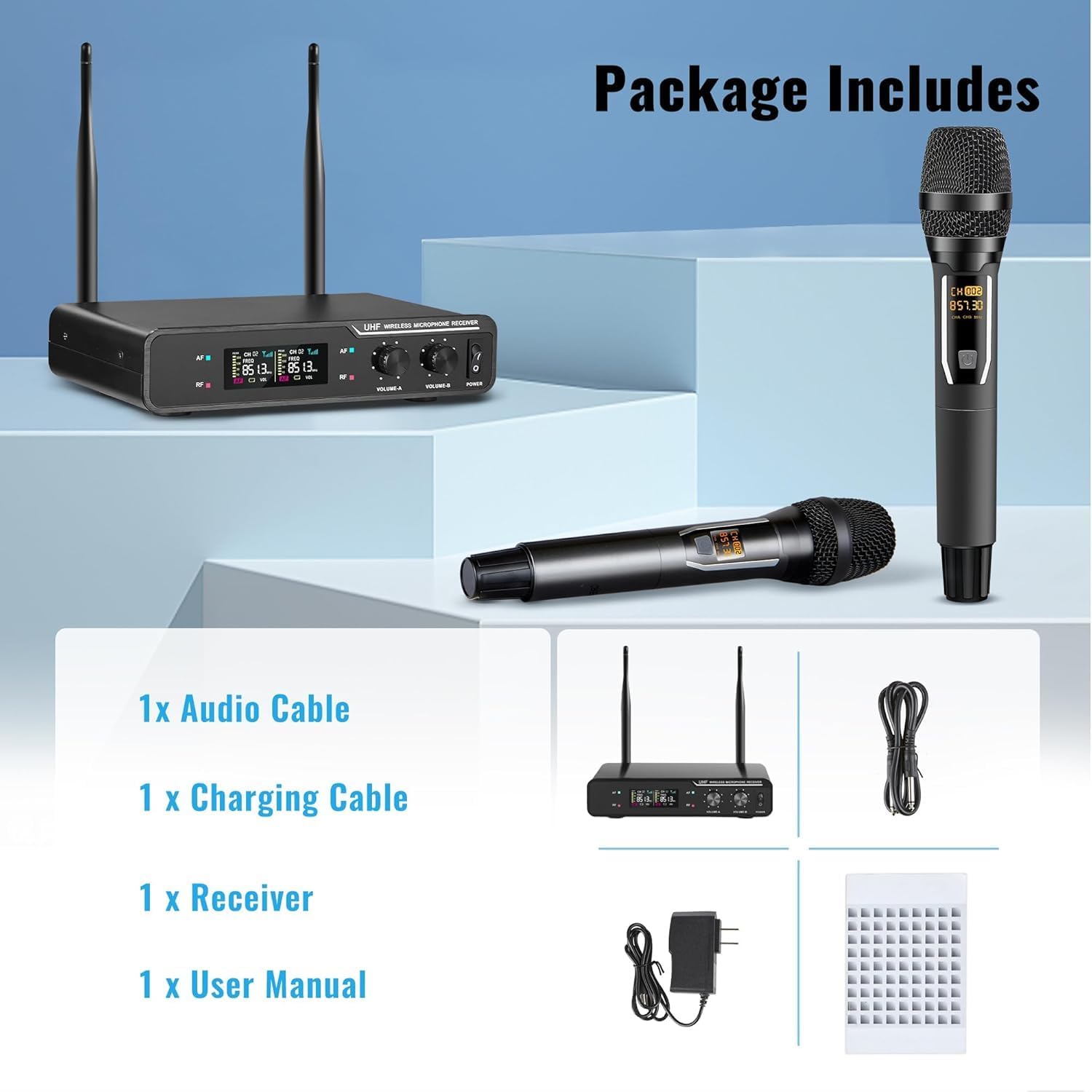 Professional Wireless Microphone for Singing, Cordless Dynamic Mic Handheld Microphone System for Karaoke Party Meeting Church Wedding Home KTV - Image 6