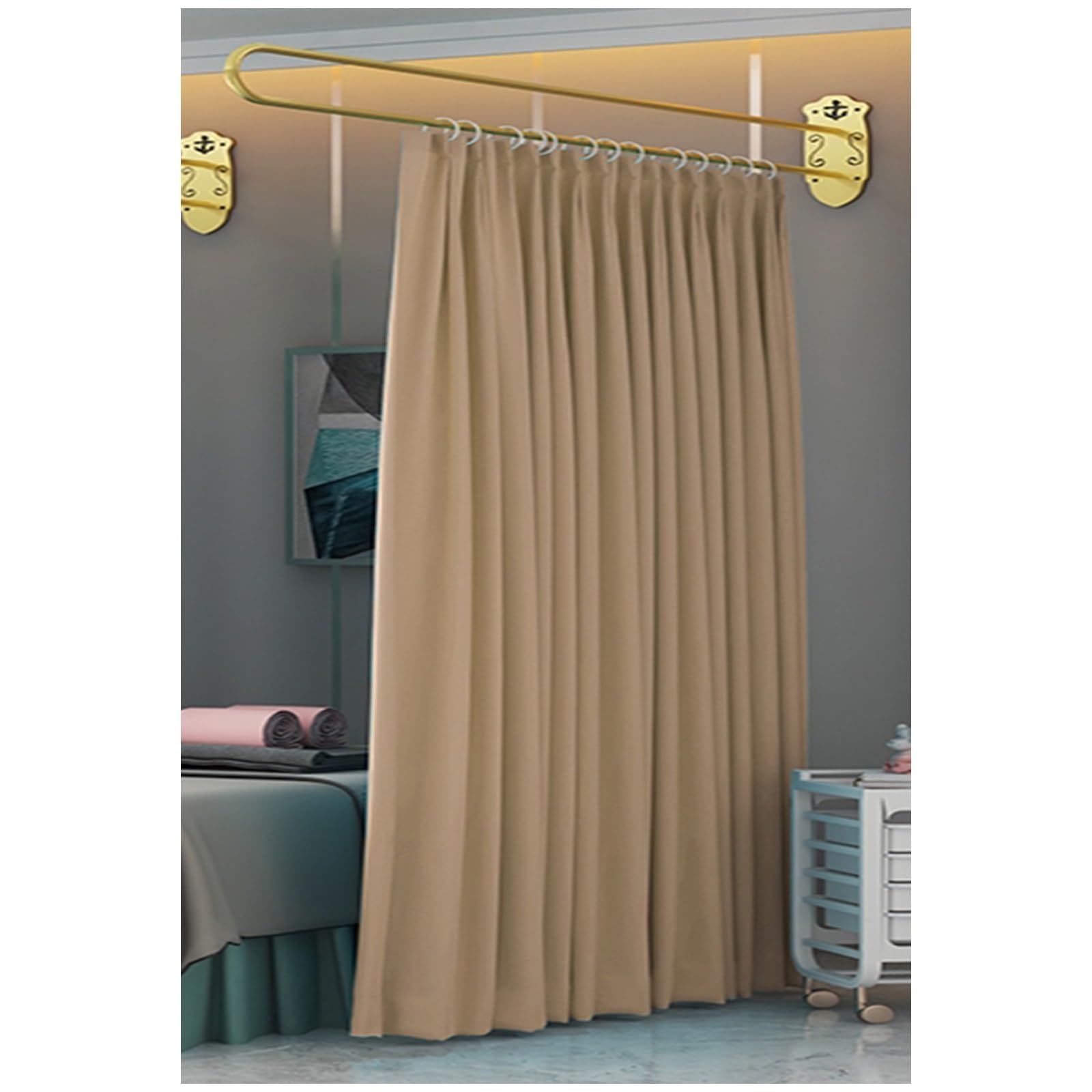 GLDYTVF Set of 3/2/1 Gold U Shaped Metal Curtain Rods for Room Dividers Ideal for Salons Spas & Hospitals 200cm/6.6ft Length Stylish & Functional Partitioning Solution