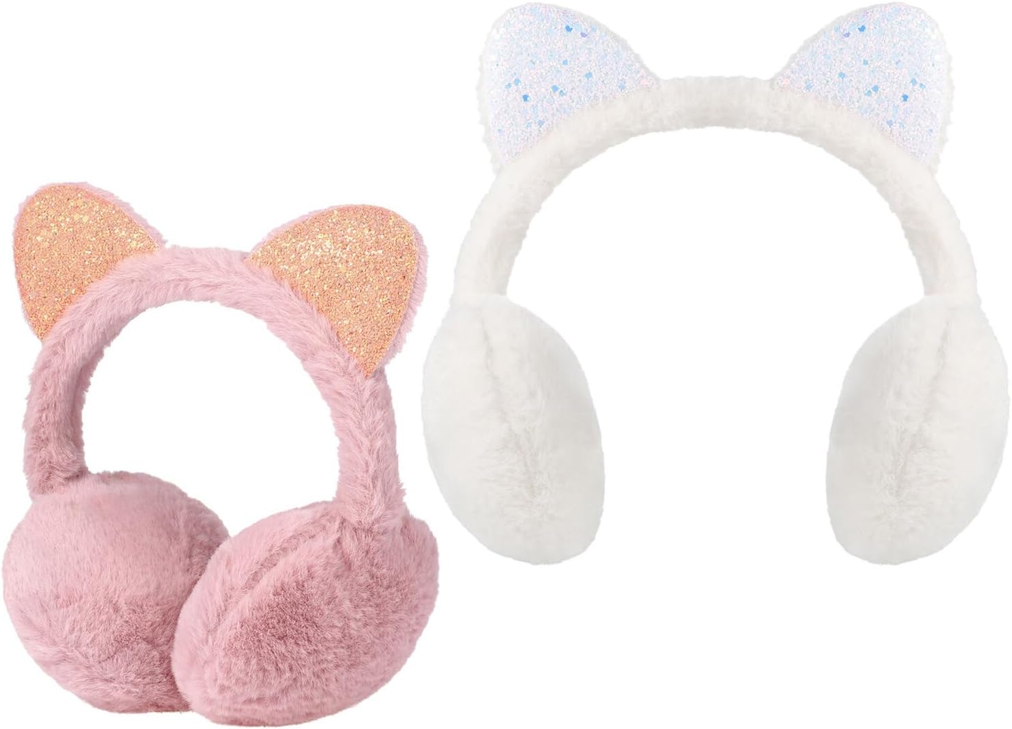 Plush Cat Ear Earmuffs 2pcs Adjustable Warm Outdoor Ear Muffs Soft Winter for Christmas