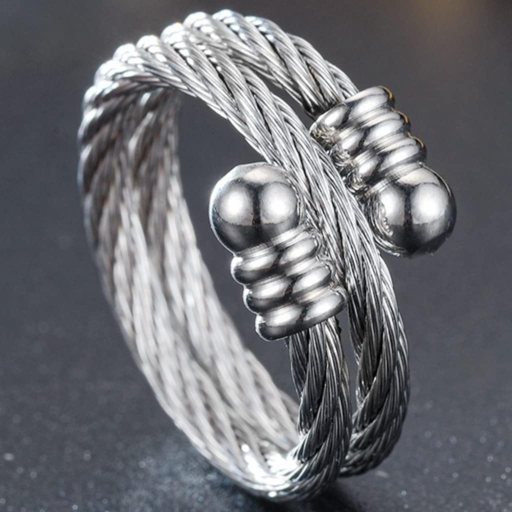 Jude Jewelers Stainless Steel Cable Wire Wrap Styel Adjustable Size Cocktail Party Valentines Statement Ring - Image 2