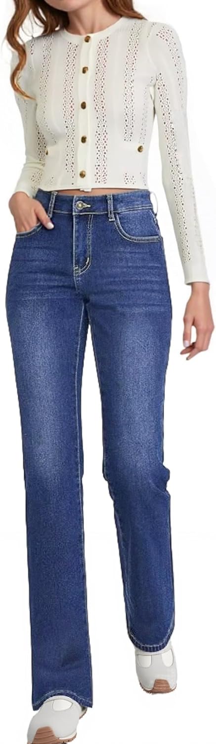 Fleece Lined Jeans for Women Winter Warm Thermal Pants Straight Leg Fleece Lined Denim Jeans Women - Image 5