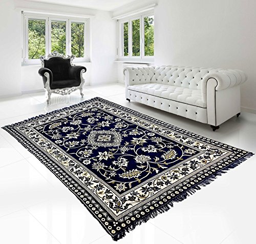 Buy MastCraft Stylish Jacquard weave Floral Chenille Blue Multicolor ...