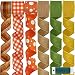 Supla 24 Yards 2.5" Wide Natural Orange Brown Olive Green Jute Burlap Wired Ribbon Rolls Fall Decorative Fall Autumn Bulk Burlap Wreath Thick Rustic Gift Wrapping for Wedding Floral Bows Trims Craft