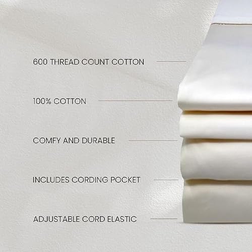 Miniatura 2 de CinchFit Juego de sábanas tamaño California King de 600 hilos, 100 % algodón, con parte superior dividida que no se desgarra, para cama ajustable,