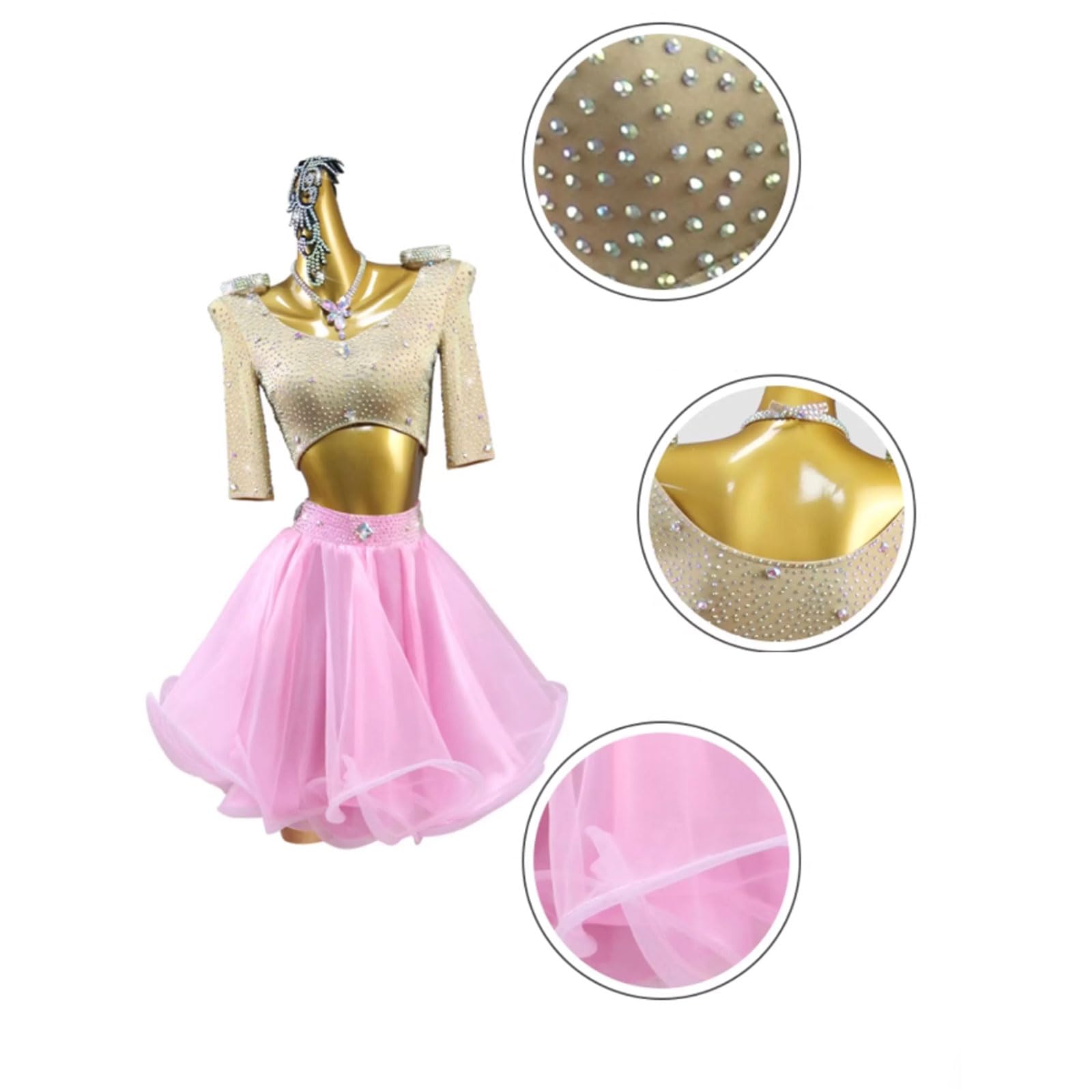 Abiti Latino Costumi Salsa da Ballo Donna Gonna Ossa di Pesce Cha Cha