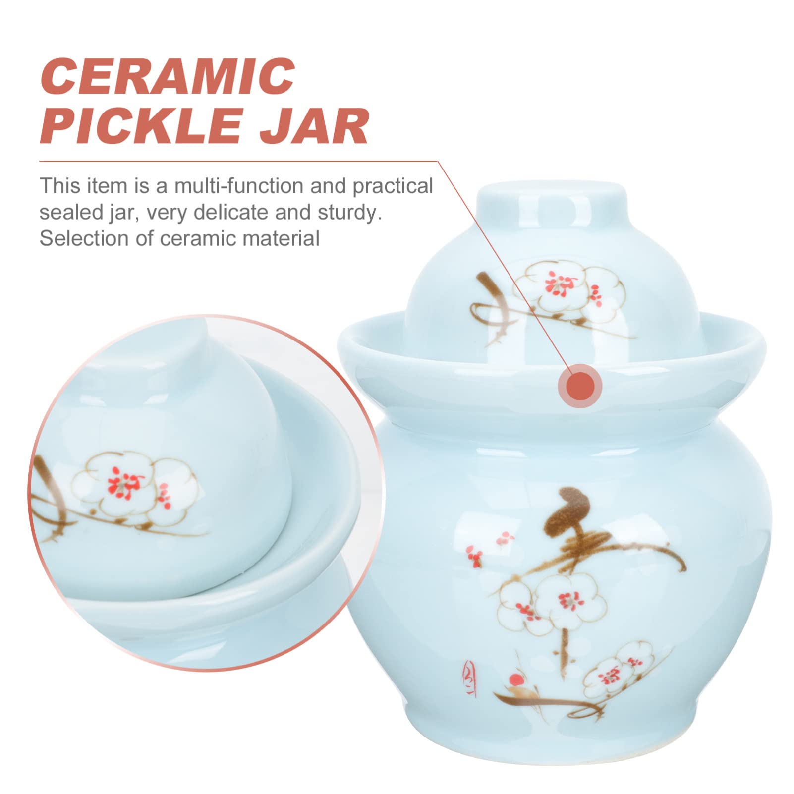 Słoik na pikle, tradycyjny chiński słoik na pikle, Ceramiczny słoik do marynowania Garnek fermentacyjny Tradycyjny słoik do fermentacji z uszczelką wodną Pokrywka śluzy powietrznej Pojemniki Kimchi do