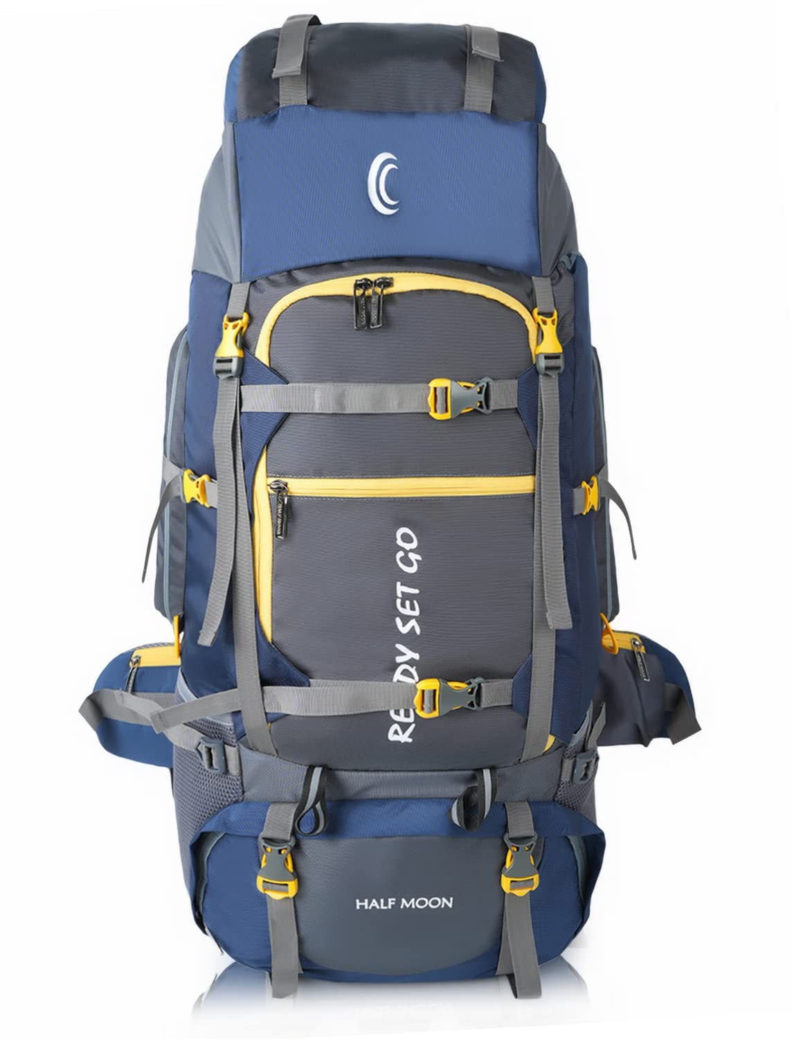 Half Moon90L Waterproof Travel Backpack for Outdoor Sport Camp Hiking Trekking Bag Camping Rucksack with Hip Belt, Shoe Compartment, Rain cover & 1 Year Warranty