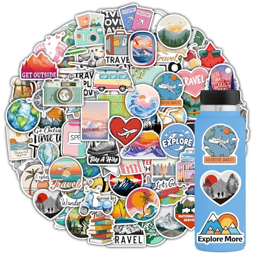 102pcs Travel Adventure Stickers Travel Camper Stickers for Water Bottle
