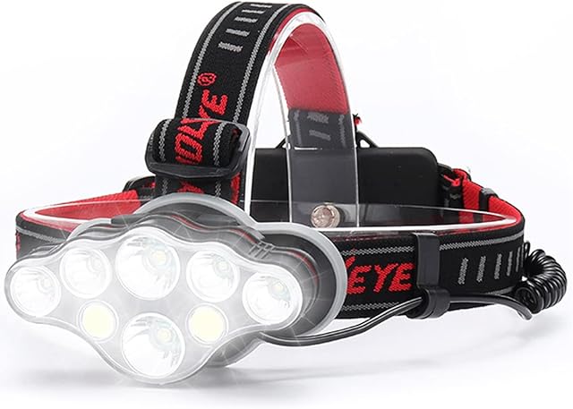 Victoper Head Torch - Super Bright 18000 Lumens 8 Lighting Modes Head Torch Rechargeable Headlamp Hands-Free Flashlight for Camping Fishing Cycling Hiking IPX5 LED Rechargeable Head Torch