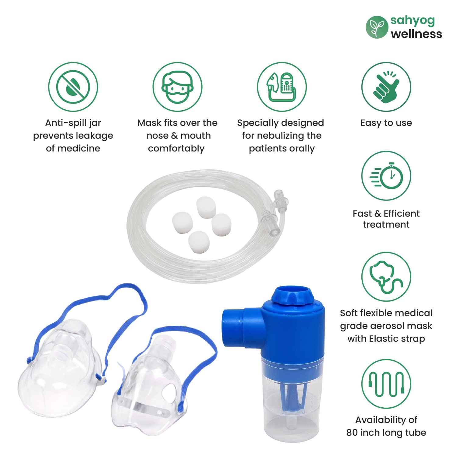 Sahi Wellness Nebulization Kit with Chamber for Hair and Adult is used in a heavy duty compressor nebulizer (transparent) Sahi Wellness Nebulization Kit with Chamber for Hair and Adult is used in a heavy duty compressor nebulizer (transparent)