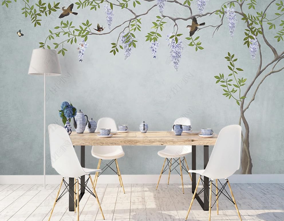 Papier peint intissé glycine pour créer un mur floral de chambre