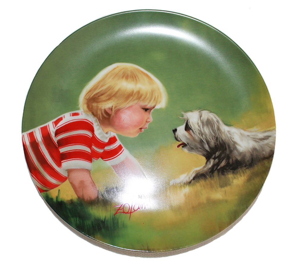 Pemberton and Oakes c1985 Making Friends Children and Pets Collection Donald Zolan Plate TN219