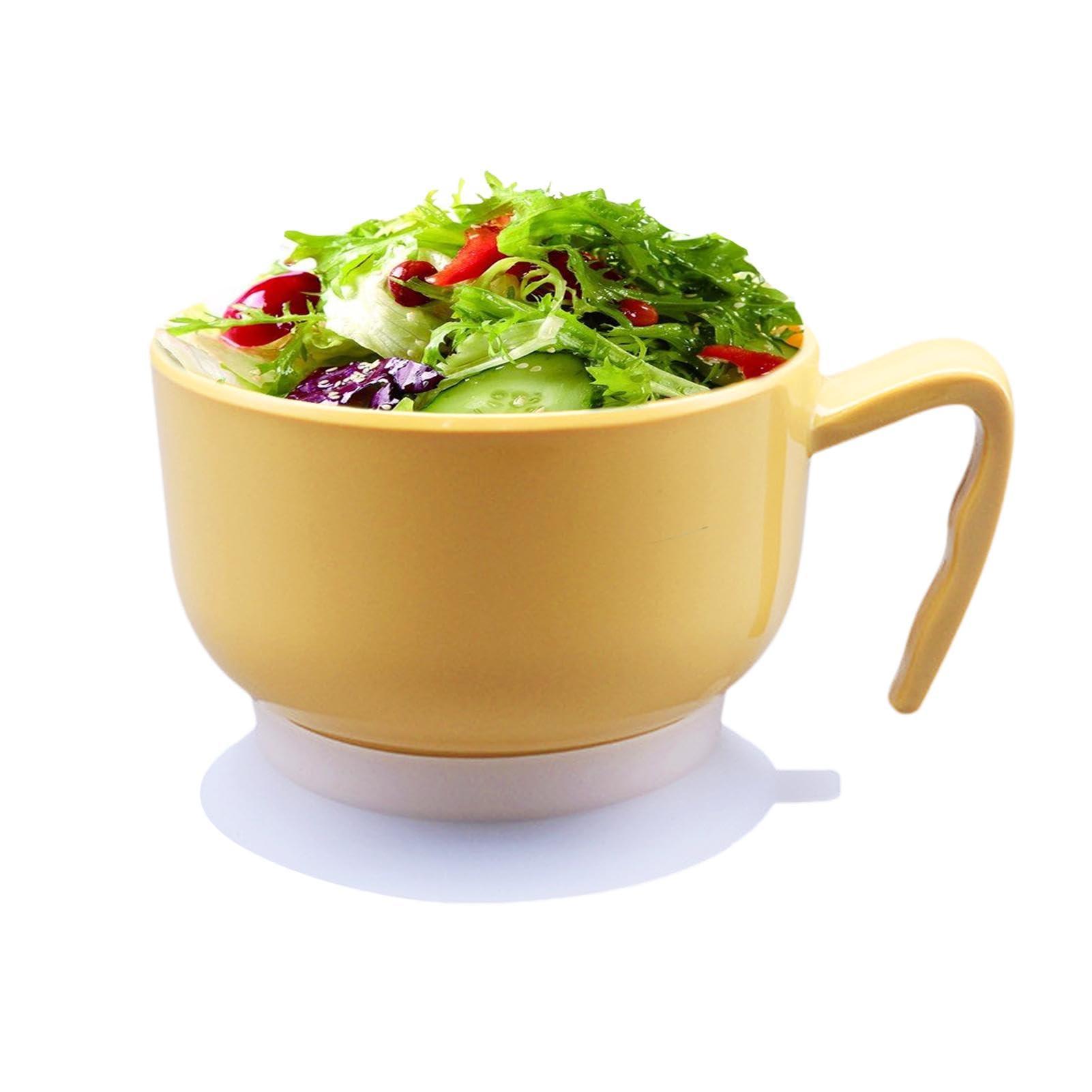 Bols à soupe de qualité alimentaire, passent au micro-ondes, bols à riz, bols antidérapants avec poignée, bol alimentaire léger pour personnes âgées, handicapés (multicolore) 15 x 8 cm