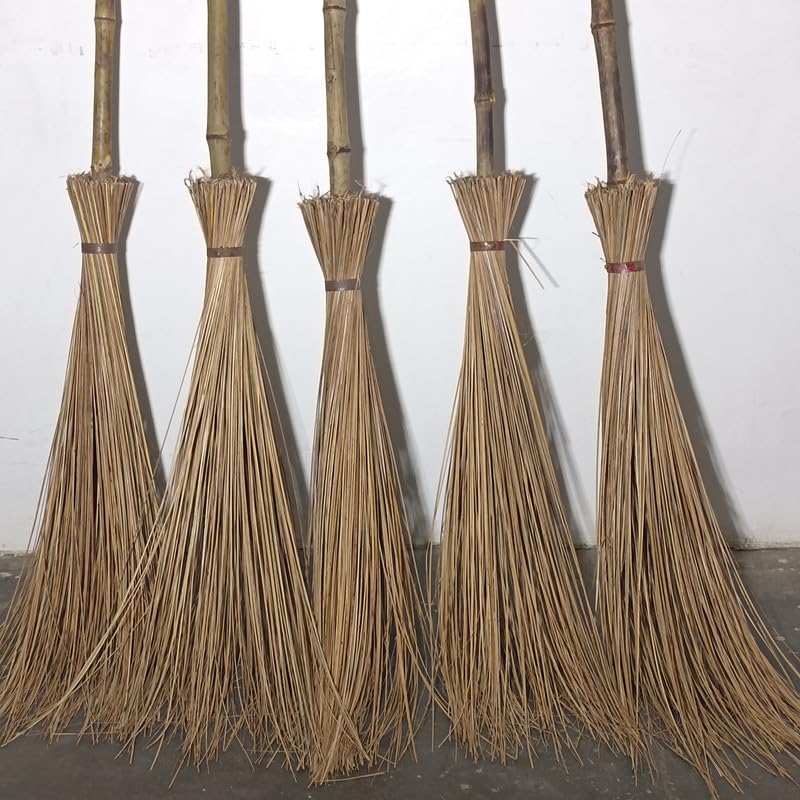 TCLPVC Garden Broom/Outdoor/Street/Yard/Lawn/Leaf Cleaning Coconut Stick Broom with Long Bamboo Handle-(Pack of 8) (B0CQYG9MC9) Amazon Price History, Amazon Price Tracker