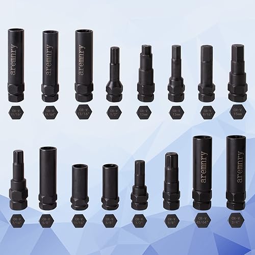 Miniatura 4 de aremnry Juego de llaves maestras de tuerca de bloqueo de 16 piezas para ruedas de repuesto y de fábrica.