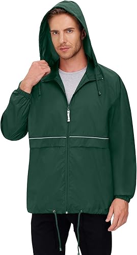 Men's Rain Jacket Cycling Running Jackets Waterproof Raincoat with Hood Windbreaker Hiking Jacket Rain Coat