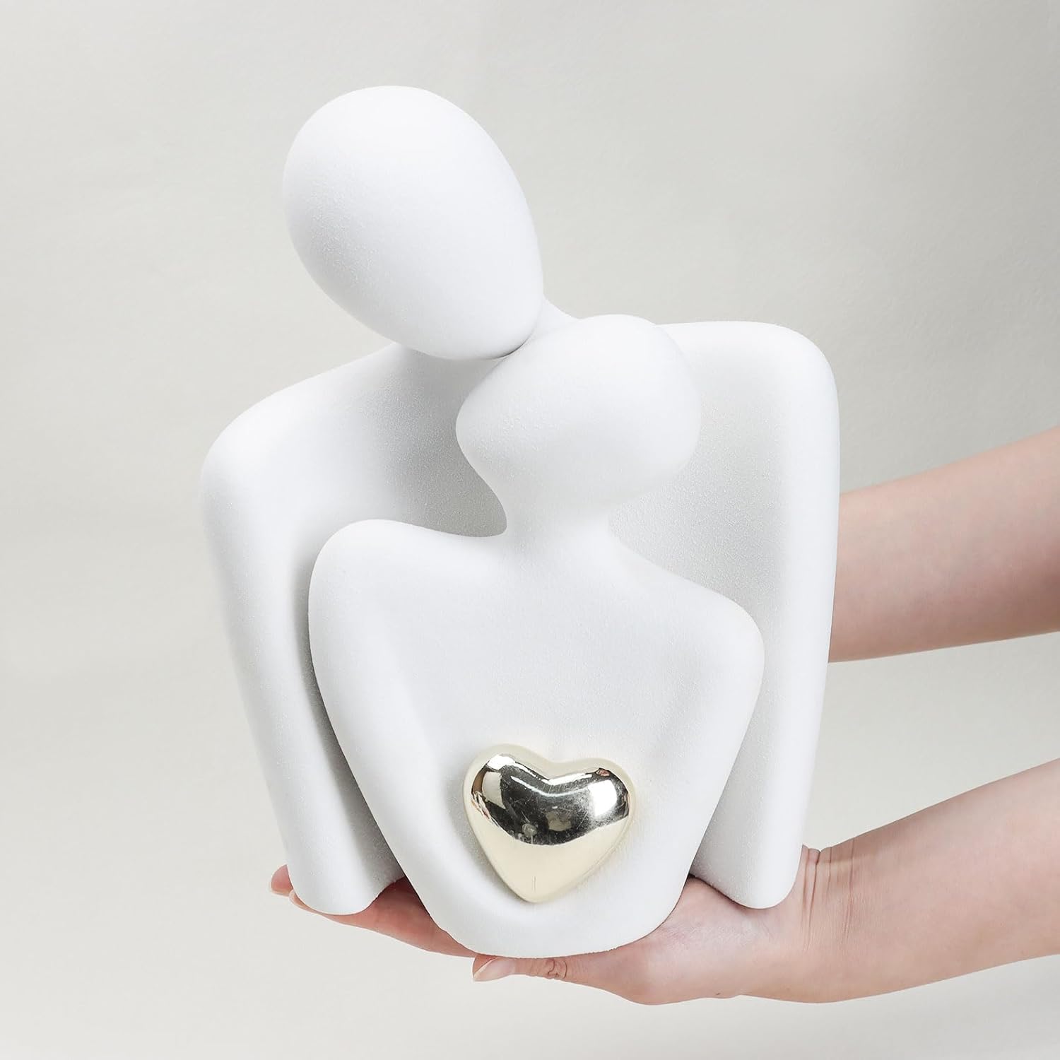 Modern Home Decor Lover Statues- 10'' Porcelain Sculptures for Shelf and Table Decor, Affectionate Couple Art Ceramic Sculpture- Romantic Figurine for Home, Bedroom, Livingroom, Office Decor - Image 7