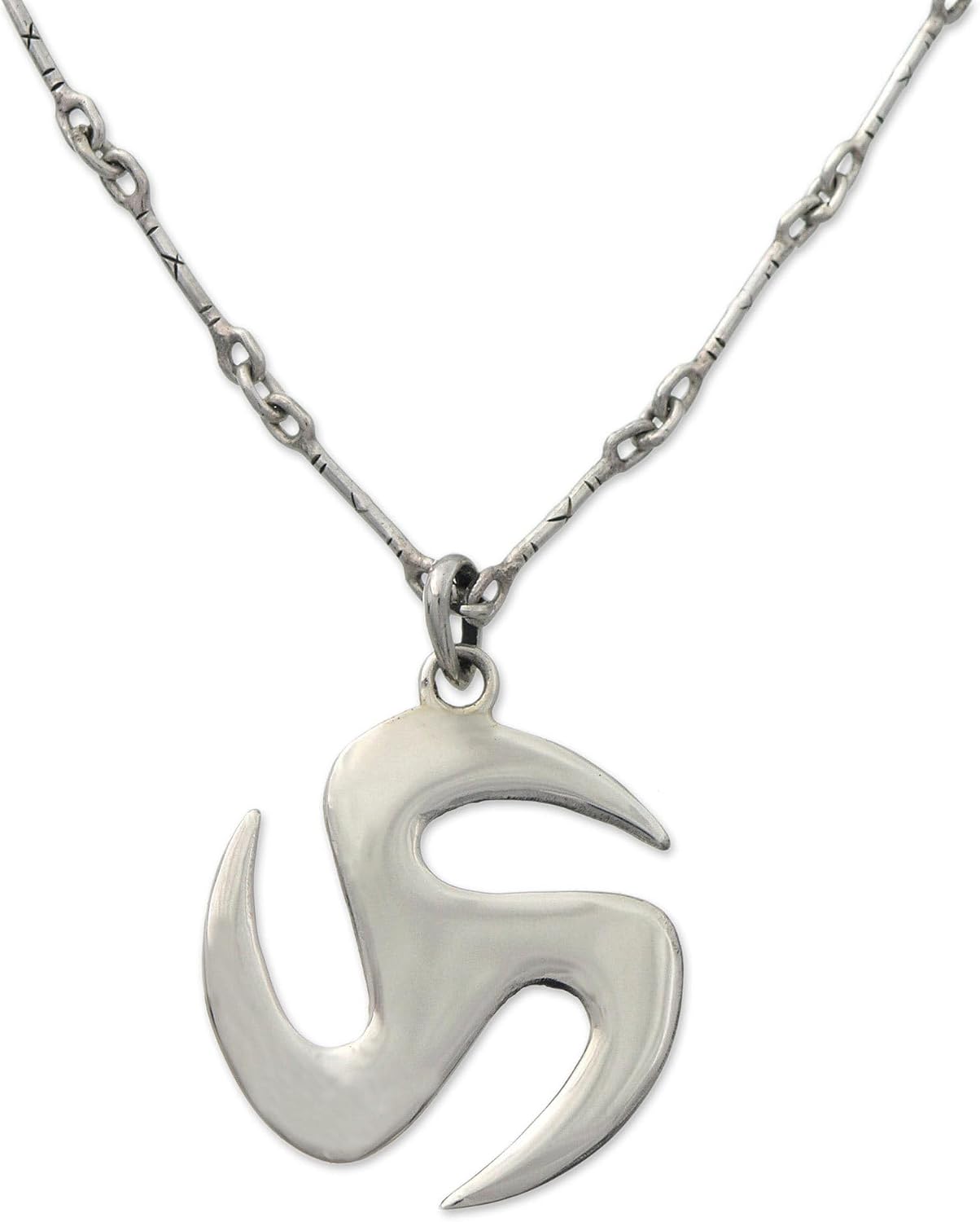 NOVICA Artisan Handmade Men's Sterling Silver Necklace Pendant Indonesia Modern [19 in L x 0.1 in W Pendant(s) 1.2 in W x 1.6 in H] ' Trinity Discus'