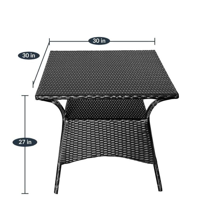 Image of Artic Fashion D-15 Chairs Table Set 4+1 Wicker Patio Furniture Sets 4 Chair and 1 Table for Garden Balcony Bedroom Powder Coated Frame Uv Protected Wicker (Black)