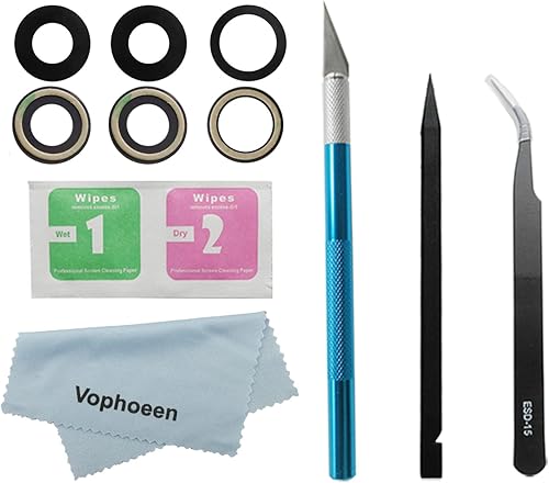 Vophoeen 3 piezas de repuesto de lente de cristal para cámara trasera original OEM para iPhone 12 Pro con adhesivo preinstalado y kit de