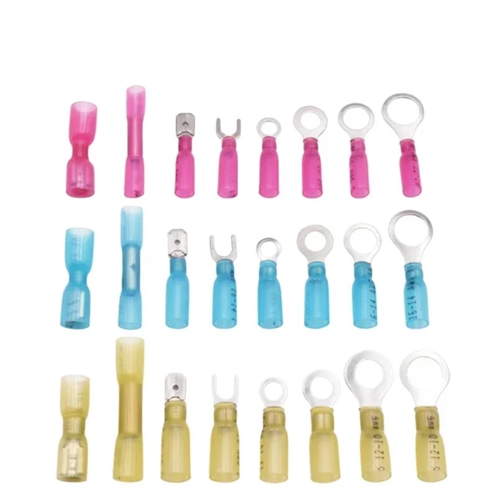 Ciopljhkl One Color 270Pcs Heat Shrink Electrical Cable Wire Crimp Sleeves Splice Ring Fork Y Terminals Set Insulated Connectors Kit For Home,Factory,Cars,Ship
