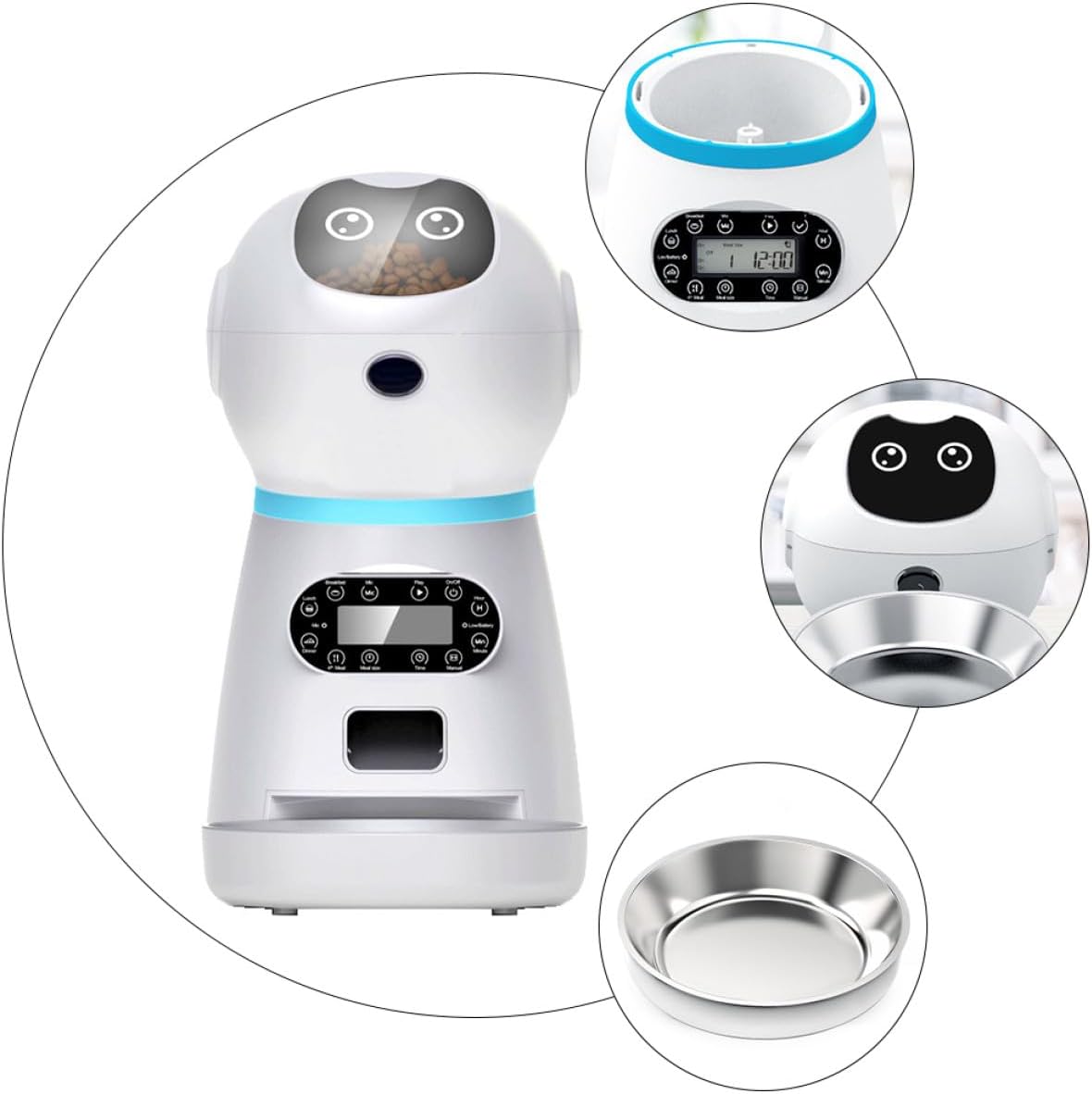 BESPORTBLE Smart Pet Feeding Bowl 3.5l Automatic Timed Pet Feeder with Voice Playback for Dogs and Cats USB Intelligent Food Dispenser