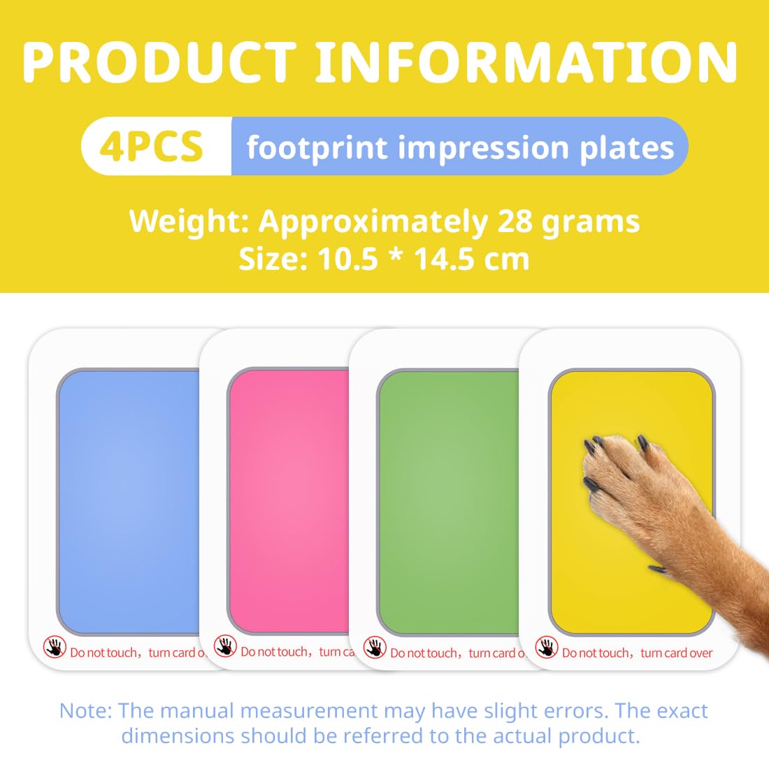 4 Pièces Kit Empreinte Pieds et Mains Bébé, 4 couleurs, Empreintes Bébé avec 8 Cartes d'Impression, Tampon Encreur Sans Encre, Clean Touch Tampons, Pattes de Chien et Chat, Douche Cadeau Bebe Souvenir