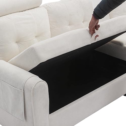 Miniatura 7 de kevinplus Sofá modular de 89 pulgadas con diván para sala de estar, moderno sofá tapizado de 3 asientos, acogedor sofá de almacenamiento con