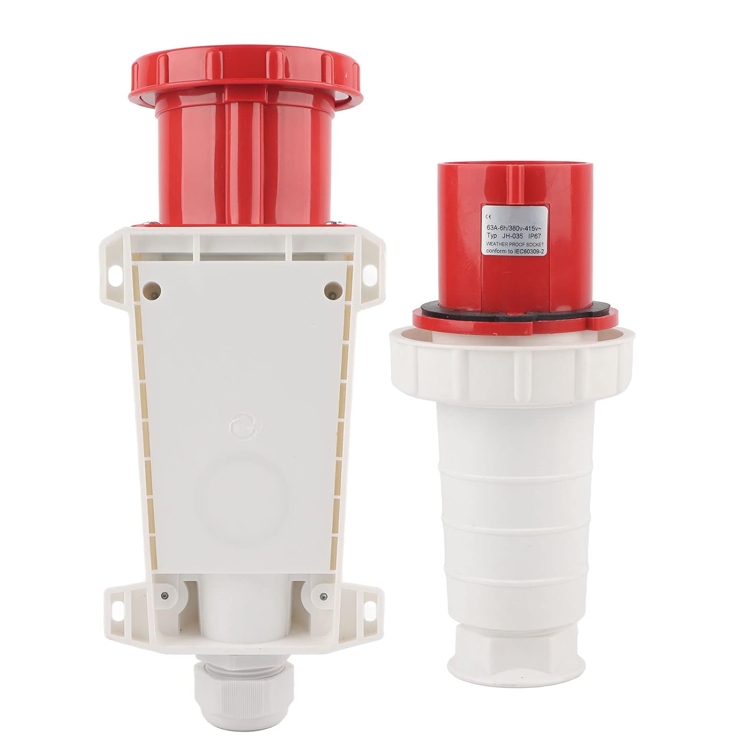 380-415V 63A Industrial Power Connector | 3P+N+E 5-Pin Electrical Socket for 6-16mm² Cable | Heavy-Duty Cord Connector for Industrial Equipment