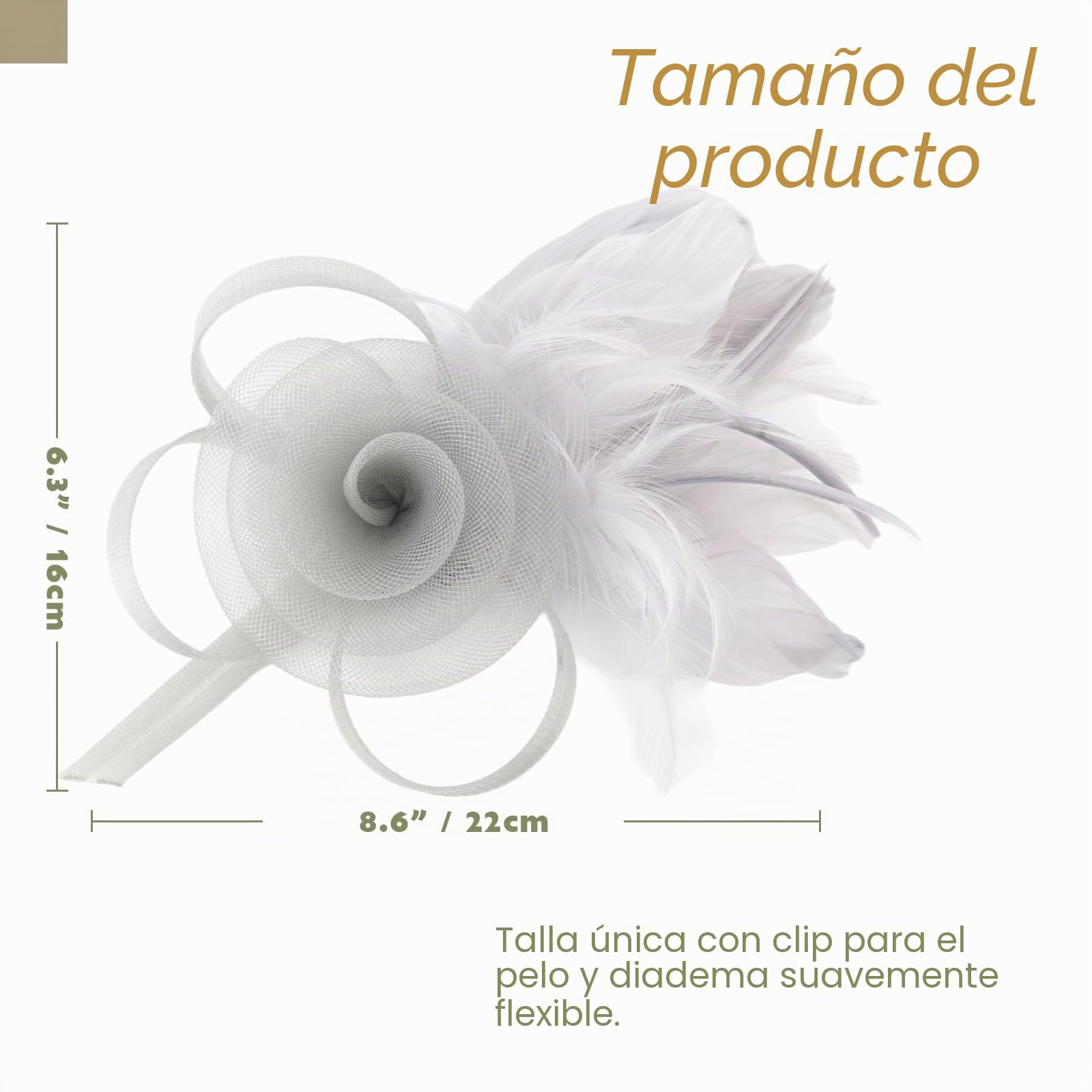 DRESHOW Fascinator Sombrero Flor de Plumas Clip de Pelo Elegante Sombrero de Malla Ideal para Fiestas, Cócteles, Bodas para Mujer