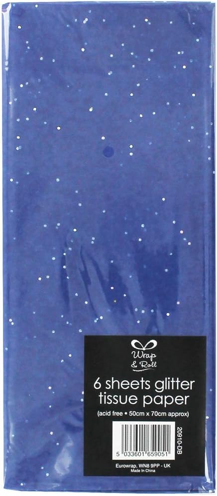 6 Sheets Glitter Tissue Paper 50x70 (Dark Blue)